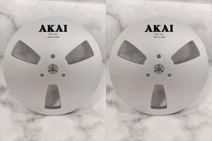One Pair silvery TAPE REEL Akai 7" inch Light Metal Aluminum Take Up Reel - Picture 1 of 5