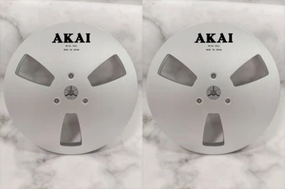 One Pair silvery TAPE REEL Akai 7" inch Light Metal Aluminum Take Up Reel - Image 1 of 4