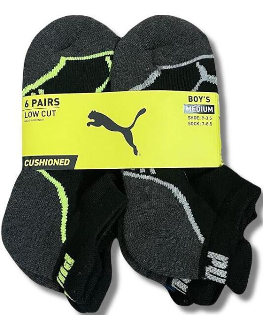 Paquete de 6 calcetines Puma 1/2 Terry Crew para niños - blancos/gris  oscuro