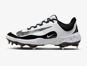 Nike Men's 8.5 M Alpha Huarache Elite 4 Low Baseball Cleats in White/Black/Blue - Picture 1 of 9