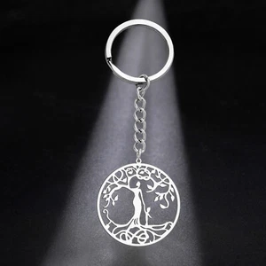 Lebensbaum Anhänger Schlüsselanhänger mit Kette Sonne Mond Edelstahl Schmuck Geschenk - Bild 1 von 24