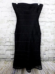 Tadashi Womens Strapless Black Lace Dress Size 4 Ribbon Shelf Bra Back Zip Lined - Picture 1 of 12