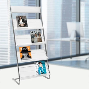 Estante para periódicos de 4 niveles soporte para revistas soporte para literatura exhibición de revistas de libros EE. UU. - Imagen 1 de 17