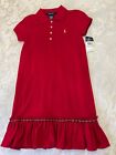 Ralph Lauren Girls Red Cotton Pique Polo Dress Size 6 NWT