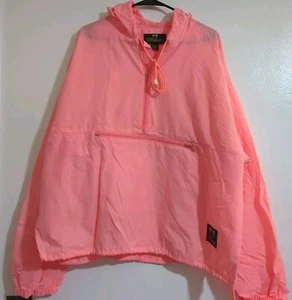Vintage 1980s Neon Orange Nylon Anorak Jacket Lightweight Breezin L EDM - Picture 1 of 7