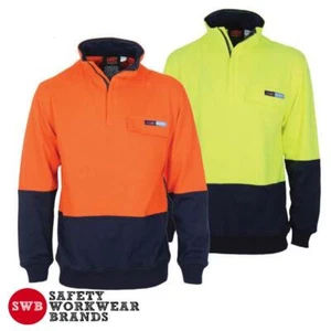 DNC Workwear Mens Hi Vis 1/2 Zip Flame Resistant HRC2 Fleece Jumper Casual 3423 - Picture 1 of 3