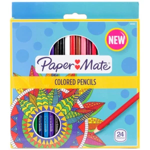 24 Paper Mate Colored Pencils Assorted Colors, Pre Sharpened Wood Pencils NEW - Picture 1 of 7
