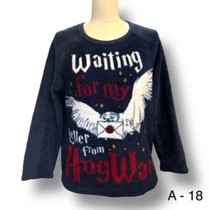 Harry Potter Comfy Fleece Super Soft Long Sleeve Girls Sleep Shirt Sz M/L - Picture 1 of 6
