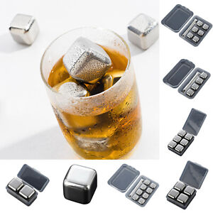Ice Cubes Whiskey Stones – Reusable Stainless Steel Whiskey Stones – Trays round