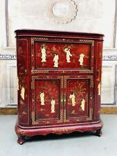 Vintage Oriental Red Lacquer Cocktail Cabinet