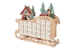 Weihnachts  Schlitten Kalender Holz Adventskalender mit LED  - Bild 1 von 1