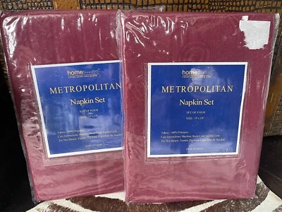 Dinner Napkins Fabric  2 Sets Of Four Size 19 Inches X 19 Inches Maroon - Image 1 of 2