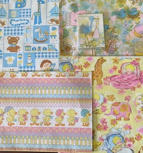 Papel de envolver de baby shower de colección patos cigüeñas juguetes 2 hojas completas 2 manualidades parciales - Imagen 1 de 7