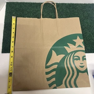 STARBUCKS 2013 Logo CARTA KRAFT MARRONE RIUTILIZZABILE Shopping PRANZO REGALO SACCHETTO Manico - Foto 1 di 5