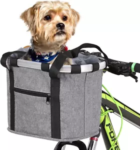 Bike Basket, Small Pet Cat Dog Carrier Bicycle Handlebar Front Basket Folding De - Picture 1 of 8