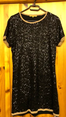 Longshirt mit Spitze  S  oder kurzes KLeid mit Paietten   mit Goldumrahmung  - Bild 1 von 3