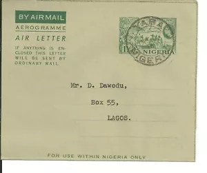 NIGERIA 1955 AIR LETTER TO LAGOS (O346) - Picture 1 of 1
