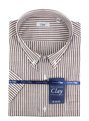 Clay Camicia conformata button down  manica corta cotone 100% qualità garantita - Immagine 1 di 2