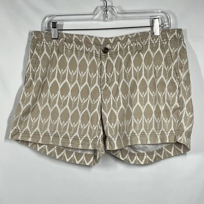 The North Face Shorts 8 Maywood Linen Blend Tan White Ikat Print Lined Gorp Core - Image 1 of 4