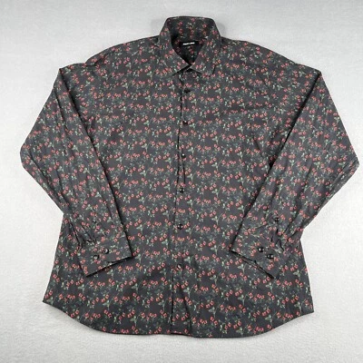 Jared Lang Shirt 2XL Black Rose All Over Print Button Up Long Sleeve Casual Mens - Image 1 of 4