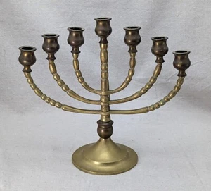 Vintage Brass Menorah Judaica Hanukkah 7 Branch - Picture 1 of 4
