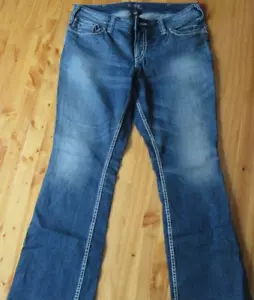 Pantalones de mezclilla plateados Suki Surplus 16 corte bota buen estado usados ¡BONITOS! - Imagen 1 de 8