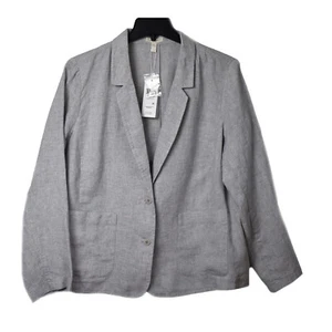 Eileen Fisher Women’s Jacket Lightweight Organic Linen Sparkle Pearl Blazer 2XL - Picture 1 of 3