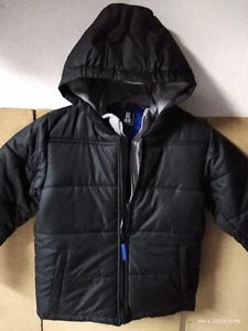 R 1881 by Rothschild Boys Hooded Puffer Jacket With Fleece Bib Black Choose Size - Picture 1 of 5
