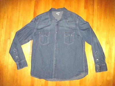 Camisa Vaquera del Oeste Arizona Jeans Azul Índigo Denim Perla A Presión Talla 2XL Foto 1 de 4
