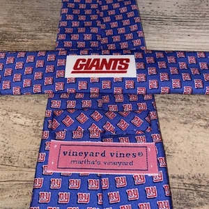 Vineyard Vines Men's New York GIANTS Blue Red Silk Neck Tie Football NFL USA - Picture 1 of 10