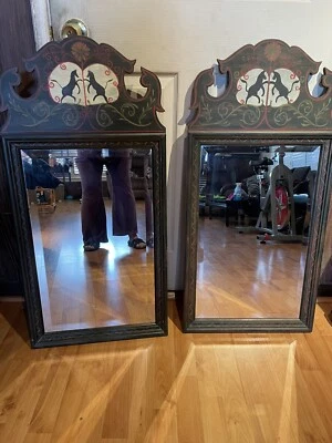 Pair Habersham Plantation French Country Style Distress Painted Trumeau Mirrors Foto 1 de 4