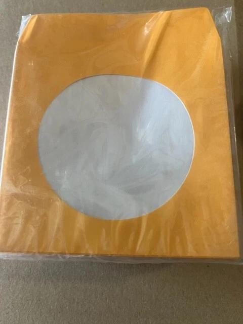 100 PCS 3" MINI DISC ORANGE  Paper CD/DVD Sleeves w Window & Flap JS209 FREE S/H - Image 1 of 1