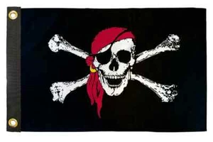 Red Bandana 12x18in Boat Flag Outdoor Pirate Jolly Roger Ship Grommet Boat Flag - Picture 1 of 3
