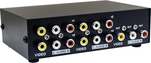 4 Port AV Switch RCA Switcher 4 in 1 Out Composite Video L/R Audio Selector Box - Picture 1 of 12