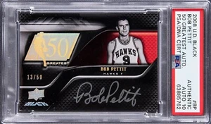 2008-09 Upper Deck Black 50 Greatest Autographs #BP Bob Pettit Signed #13/50 - Picture 1 of 2