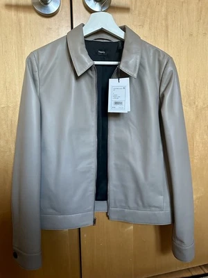 NWT THEORY LAMBSKIN LEATHER  CROP ZIP JACKET SZ 6 - Image 1 of 4