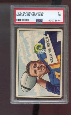 1952 Bowman LARGE #1 Norm Van Brocklin PSA 1 Graded Football Card NFL Rams - Image 1 of 2