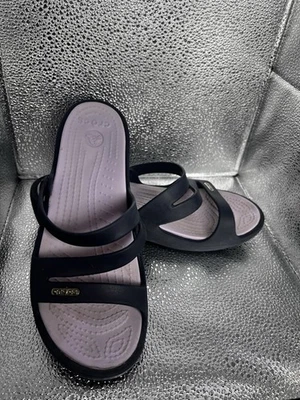 Sandalias Crocs Patricia Azul Marino Lavanda Slide Cuña Sin Cordones para Mujer Talla 7 Foto 1 de 4