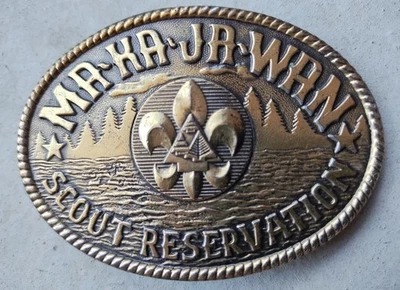 MA-KA-JA-WAN SCOUT RESERVE BRONCE METAL HEBILLA DE CINTURÓN POR LEWIS HEBILLA  Foto 1 de 4