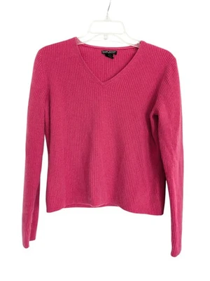 Suéter Daniel Bishop Cashmere Para Mujer Acanalado Tejido Rosa Cuello en V L Funciona Pequeño Foto 1 de 4