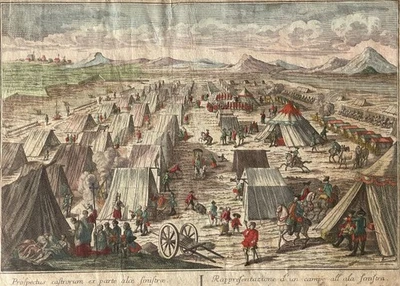 Prospect Militärlager Europäisch - Probst kol. Guckkasten-Kupferstich - 18. Jh. - Bild 1 von 4