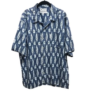 Columbia Mens Blue Southwest Aztec Short Sleeve Button Up Pocket Shirt Sz L - Picture 1 of 11