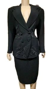 Sioni Black 2-Piece Skirt Suit Office Career Size 10 Paris-New York- NEW #3 - Picture 1 of 19