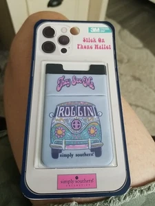 Simply Southern Stick On Phone Wallet "They see me ROLLIN" Bus Pattern NIB - Picture 1 of 2