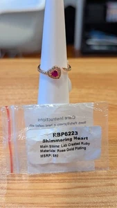 Bomb Party July Ring "Shimmering Heart" RBP6223 Roby / Rose Gold Plating -Size 8 - Picture 1 of 3