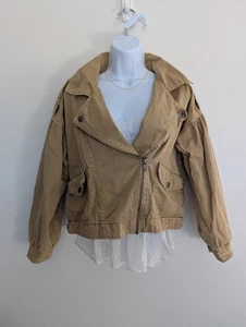 American Eagle Feminine Twill Cotton Moto Jacket M Chestnut Relaxed Fit - Bild 1 von 12