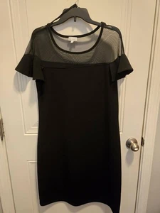 Oliva Matthews kurzärmliges Damenkleid - Größe 1X - schwarz transparent am Ausschnitt - Bild 1 von 1