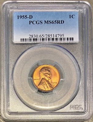 1955-D Lincoln Cent (Wheat Penny), PCGS MS-65 RD - Image 1 of 2
