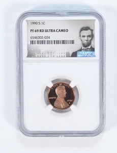 1990-S Lincoln Memorial Cent PF69 RD NGC Graded - Special Lbl *4178 - Picture 1 of 5