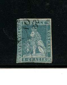 Italy-Tuscany #13 (I332) Lion of Tuscany, 2 cr blue, Used, FVF, CV$160.00 - Picture 1 of 2